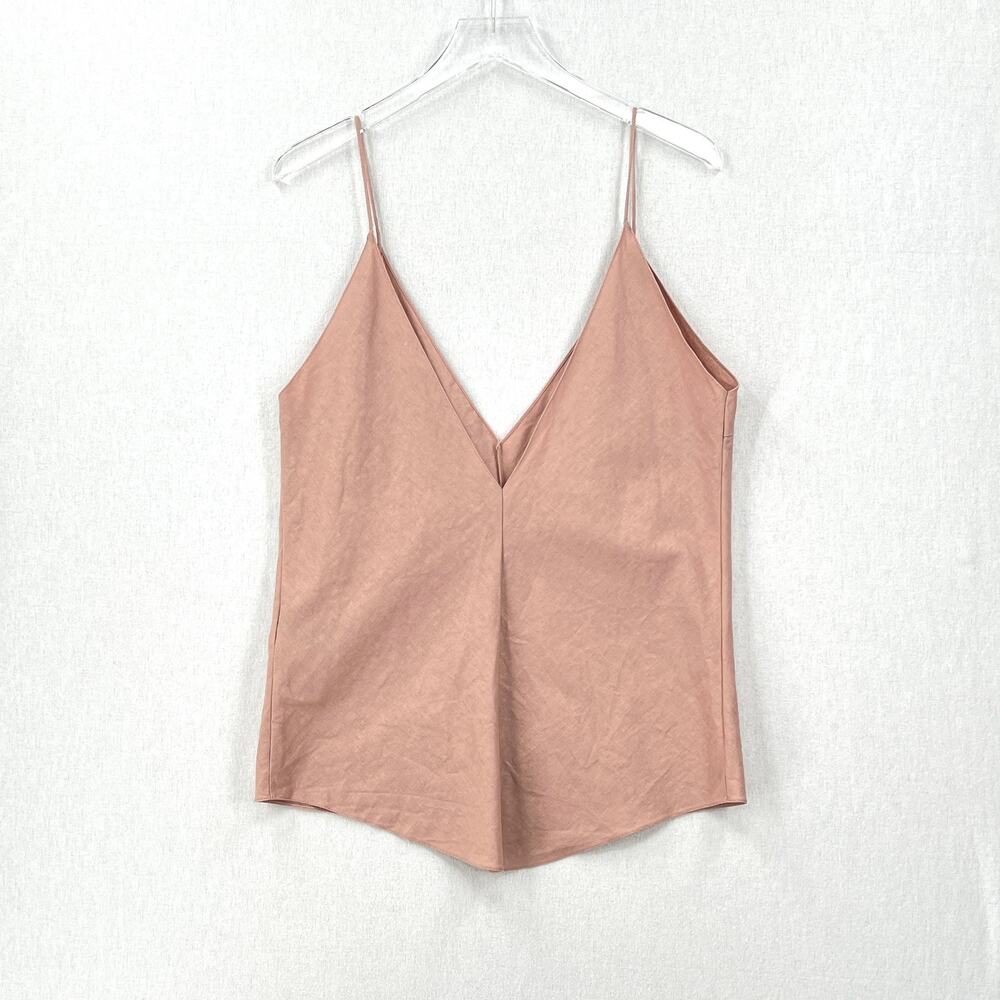 JUAN CARLOS OBANDO Plunging V neck Camisole Women 8 Pink Cotton Strappy Tank Top - Picture 3 of 15